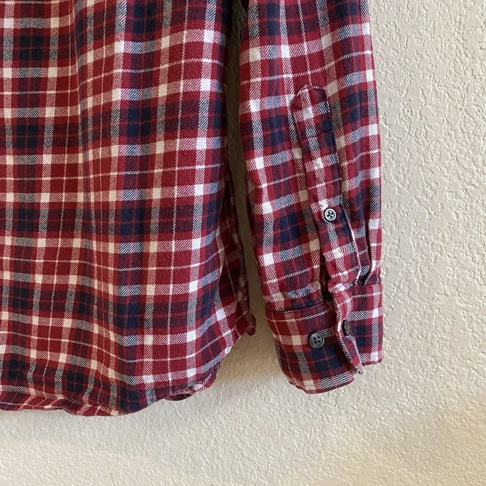 Banana Republic Mens Shirt Large‎ Red Plaid Flannel Long Sleeve Button Up Cotton